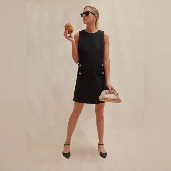Tuckernuck | Black Tweed Sleeveless Jackie Shift Dress New w/ Tags ~ XL - Picture 9 of 15